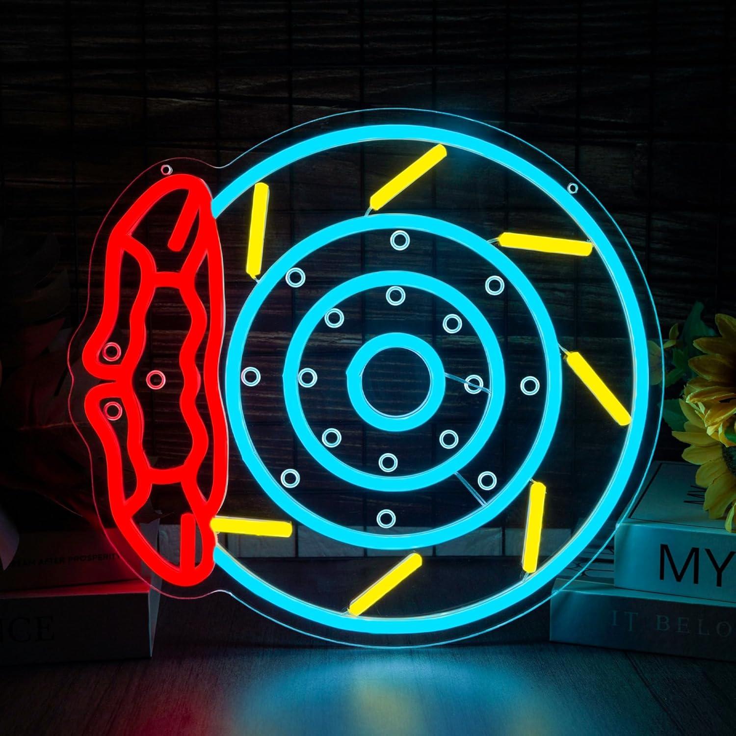 Garage Lighting Decor - Neonowy Znak LED Klocki Hamulcowe Dekoracja