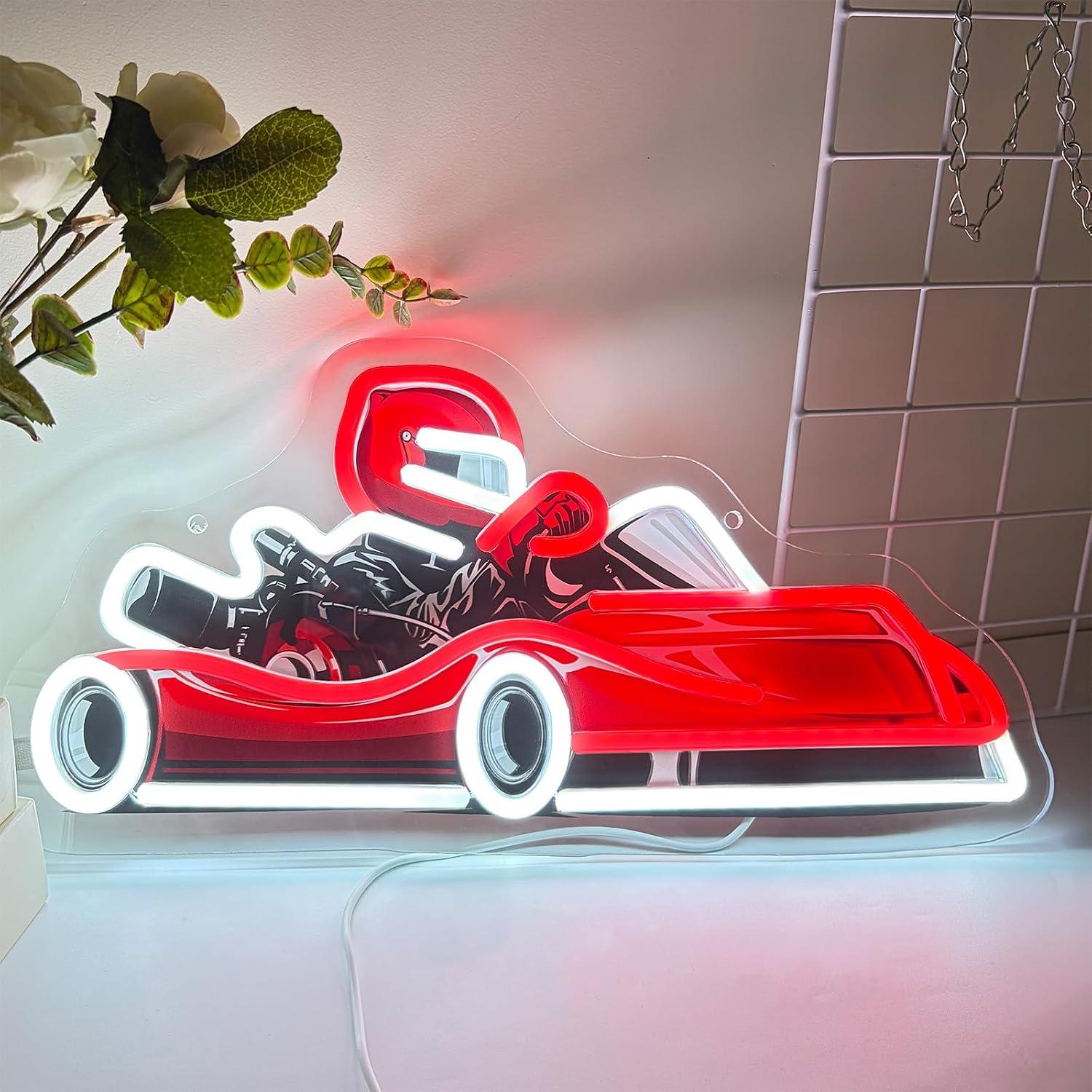 Decor Kart Lighting - Neonowy Znak Go Kart Racer, Ściemnialna